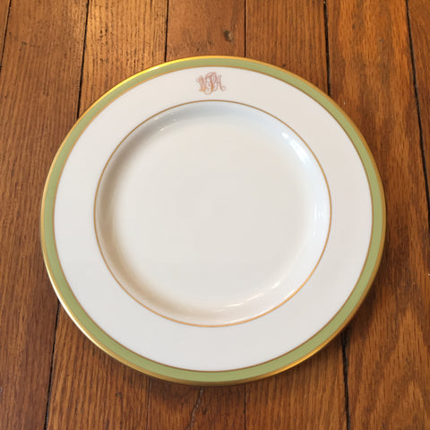 Pickard Green Rim Salad Plate- Monogrammed